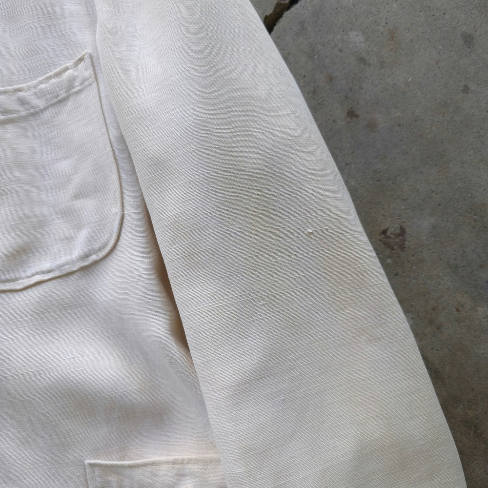 Vintage 1930s Cream Pure Irish Linen Sport Coat 40 Short Made in USA - Picture 9 of 15